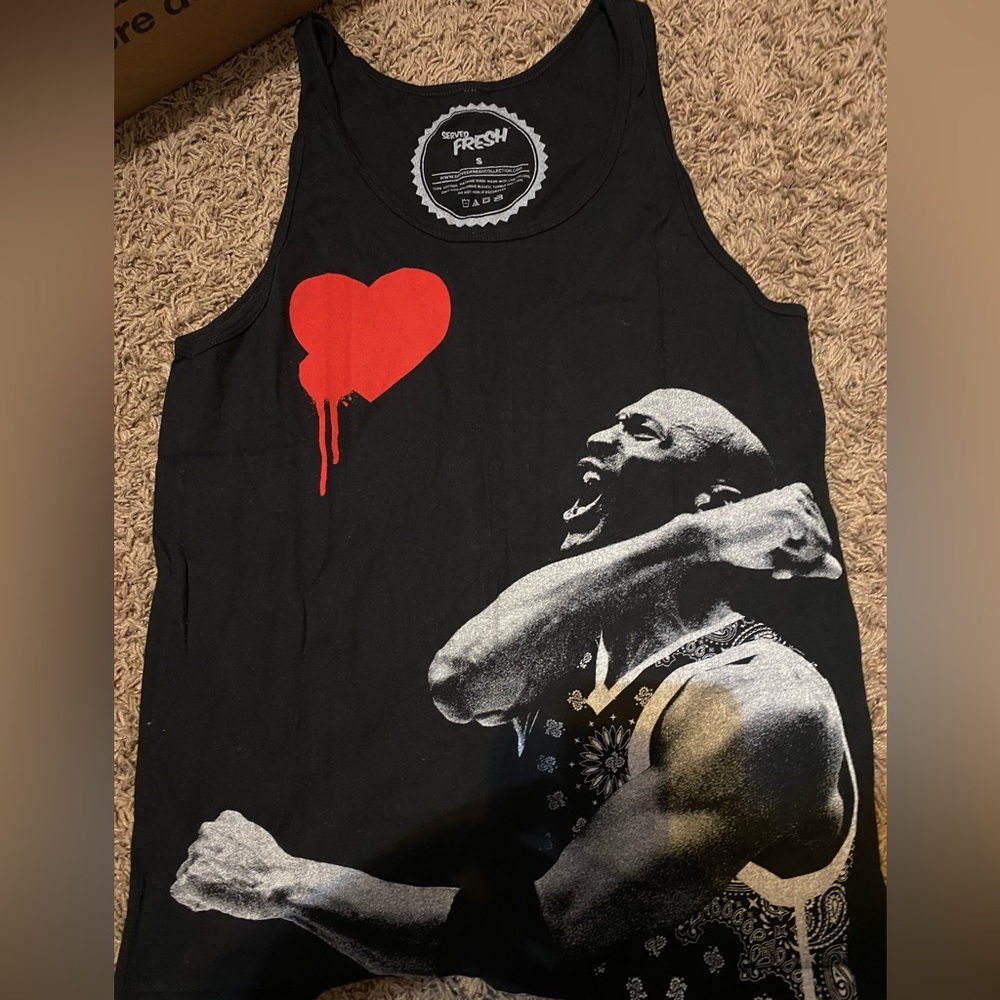Served Fresh Black Lebron Heart Tank top